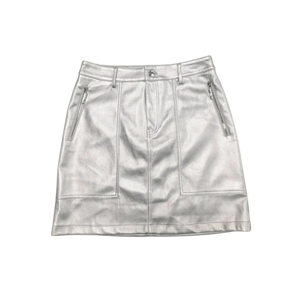 NWT Marc New York Silver Metallic Mini Skirt Women's Size 4